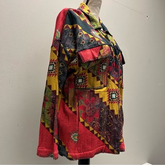 Johnny Was-Colorful Geometric Pattern Jacket - Picture 2 of 6